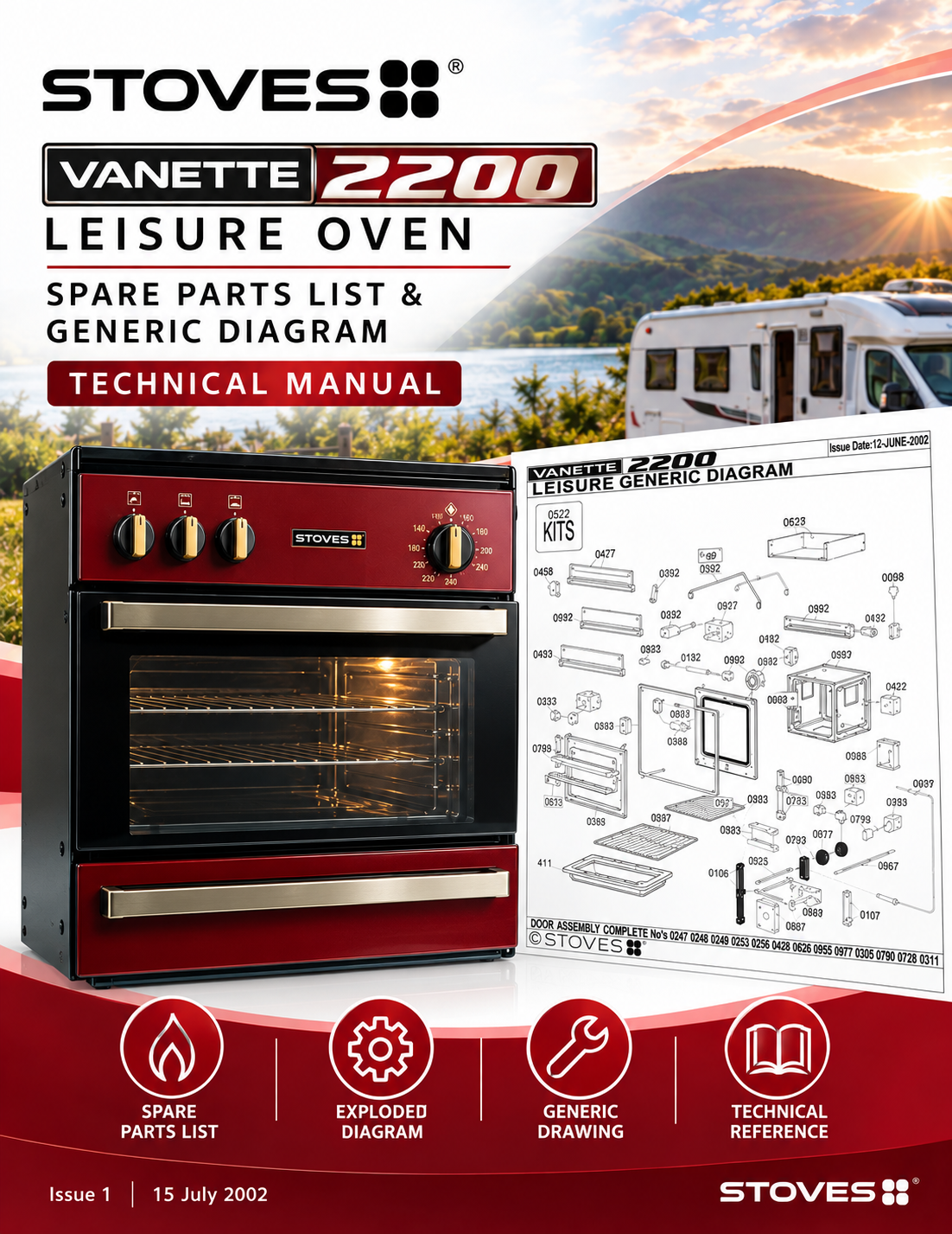 Stoves Vanette 2200 (LGSGI) Caravan Oven Parts List & Exploded Diagram