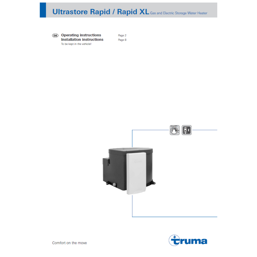 Truma Ultrastore Rapid / Rapid XL Gas & Electric Water Heater Instruction Manual