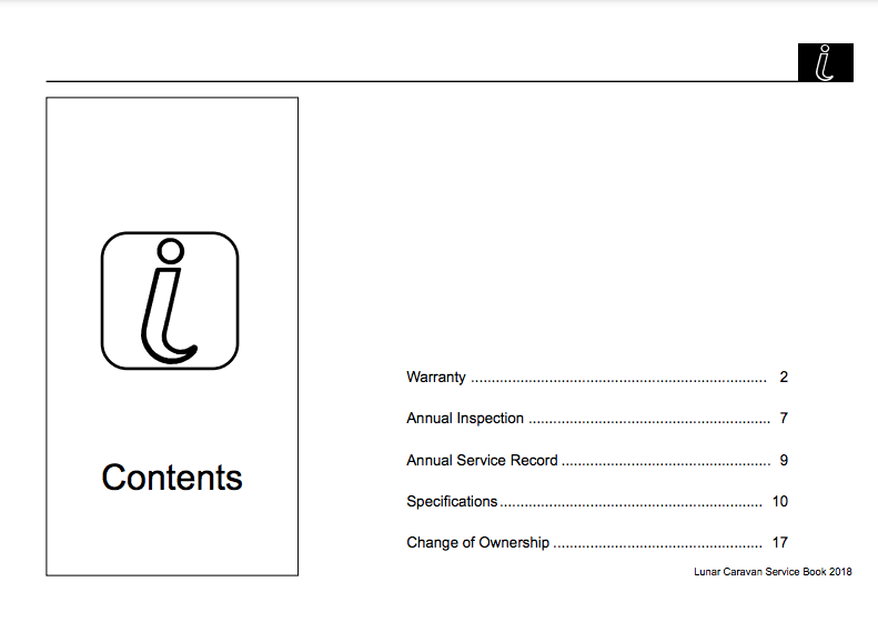 2018 Lunar Caravan Service Book PDF