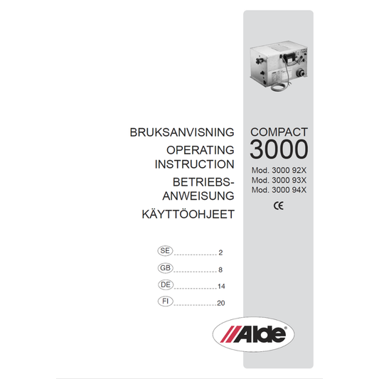 Alde Compact 3000 92X 93X 94X Boiler Operating Instructions