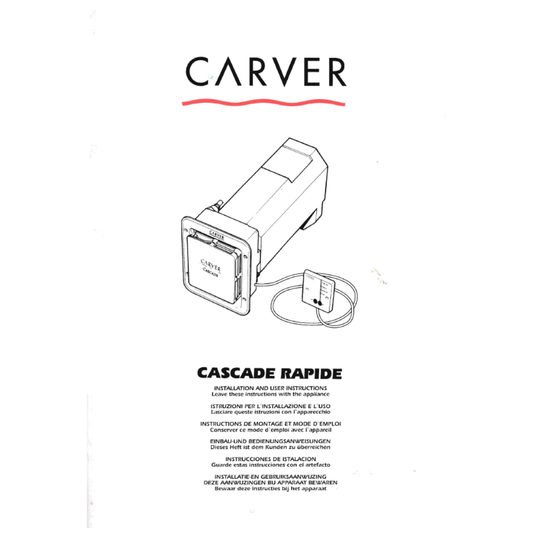 Carver Cascade Rapide & Rapide GE Caravan Water Heater Installation & User Instructions