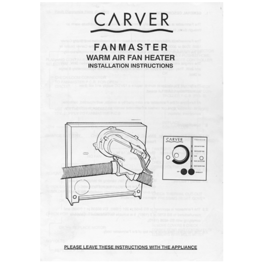 Carver Fanmaster Warm Air Fan Heater Installation Instructions