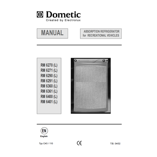 Dometic RM 6270–6401 Absorption Caravan Fridge Instruction Manual