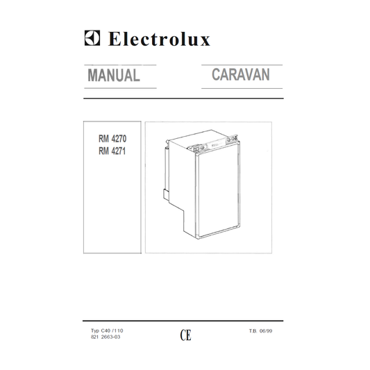 Electrolux RM 4270 & RM 4271 Caravan Fridge Operating & Installation Instructions