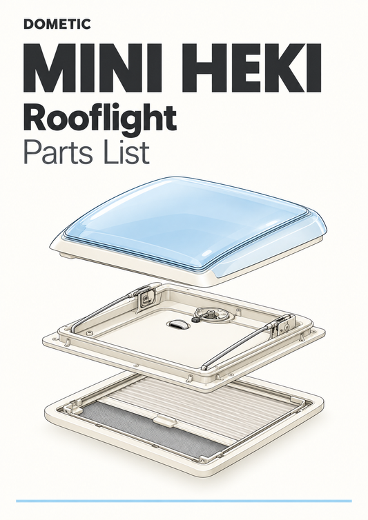 Dometic Seitz Mini Heki 400x400 Rooflight Parts List & Technical Drawing