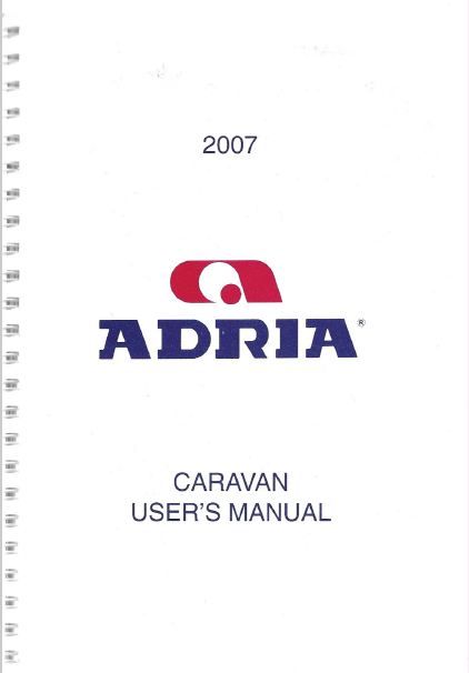 2007 Adria Caravan Handbook PDF