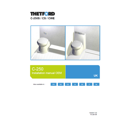 Thetford C-250S / C-250CS / C-250CWE Cassette Toilet Installation Manual