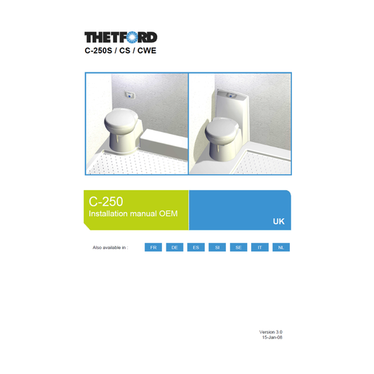 Thetford C250 S / CS / CWE Cassette Toilet OEM Installation Manual