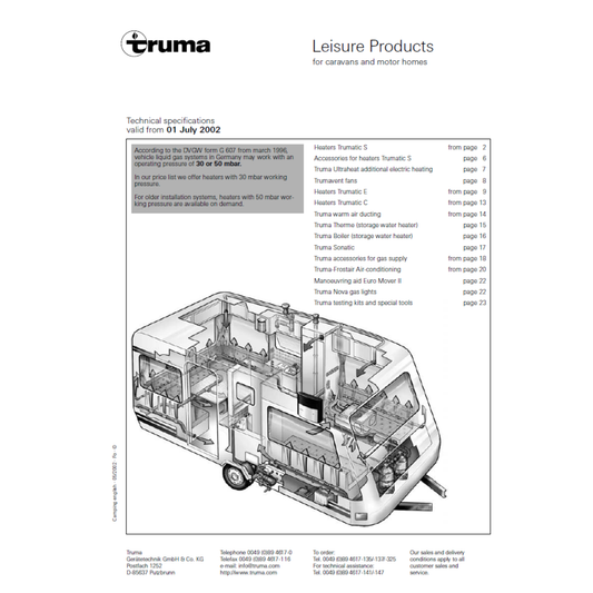 Truma Caravan & Motorhome Products Technical Specifications Guide (July 2002 Onward)