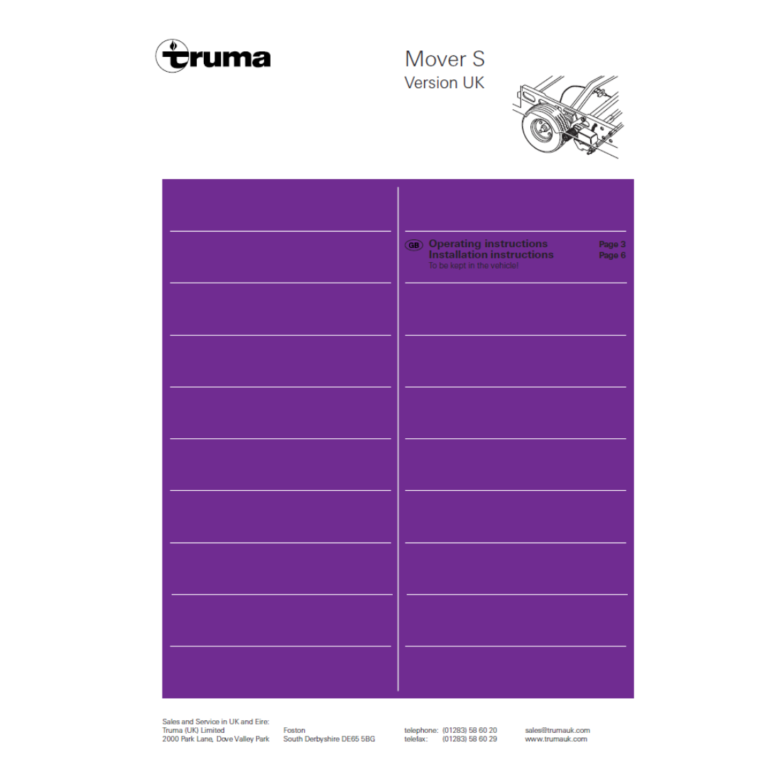 Truma Mover S Caravan Mover Operating & Installation Instructions