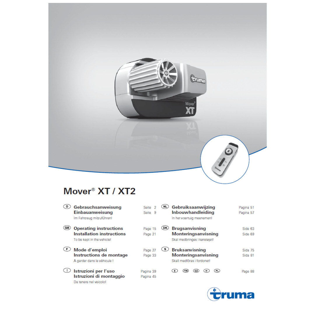 Truma Mover XT & XT2 Caravan Mover Operating & Installation Instructions
