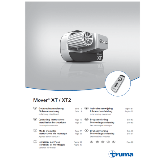 Truma Mover XT & XT2 Caravan Mover Operating & Installation Instructions