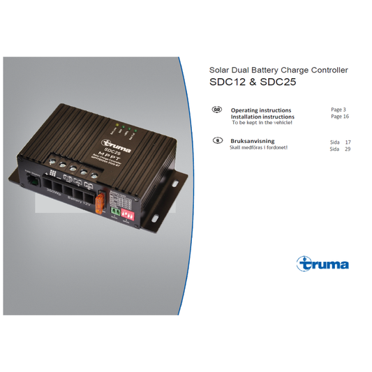 Truma SDC12 & SDC25 Solar Dual Battery Charge Controller Operating & Installation Instructions
