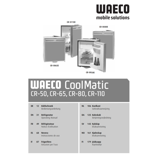 WAECO CoolMatic CR-50, CR-65, CR-80 & CR-110 Refrigerator Operating Manual