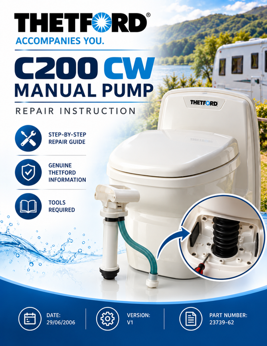 Thetford C200 CW Cassette Toilet Manual Flush Pump Replacement Instructions